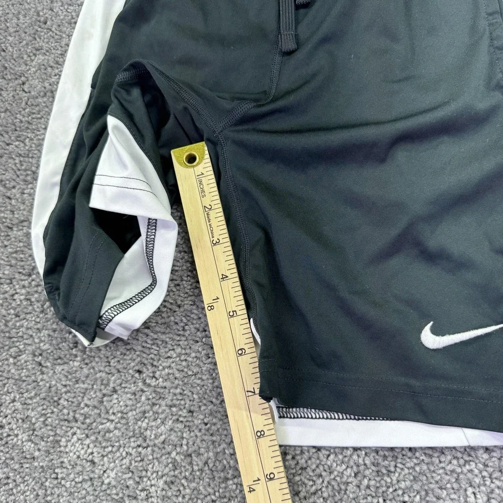 Nike Shorts Youth Medium Black White Dri-Fit Athletic Basketball Gym Training